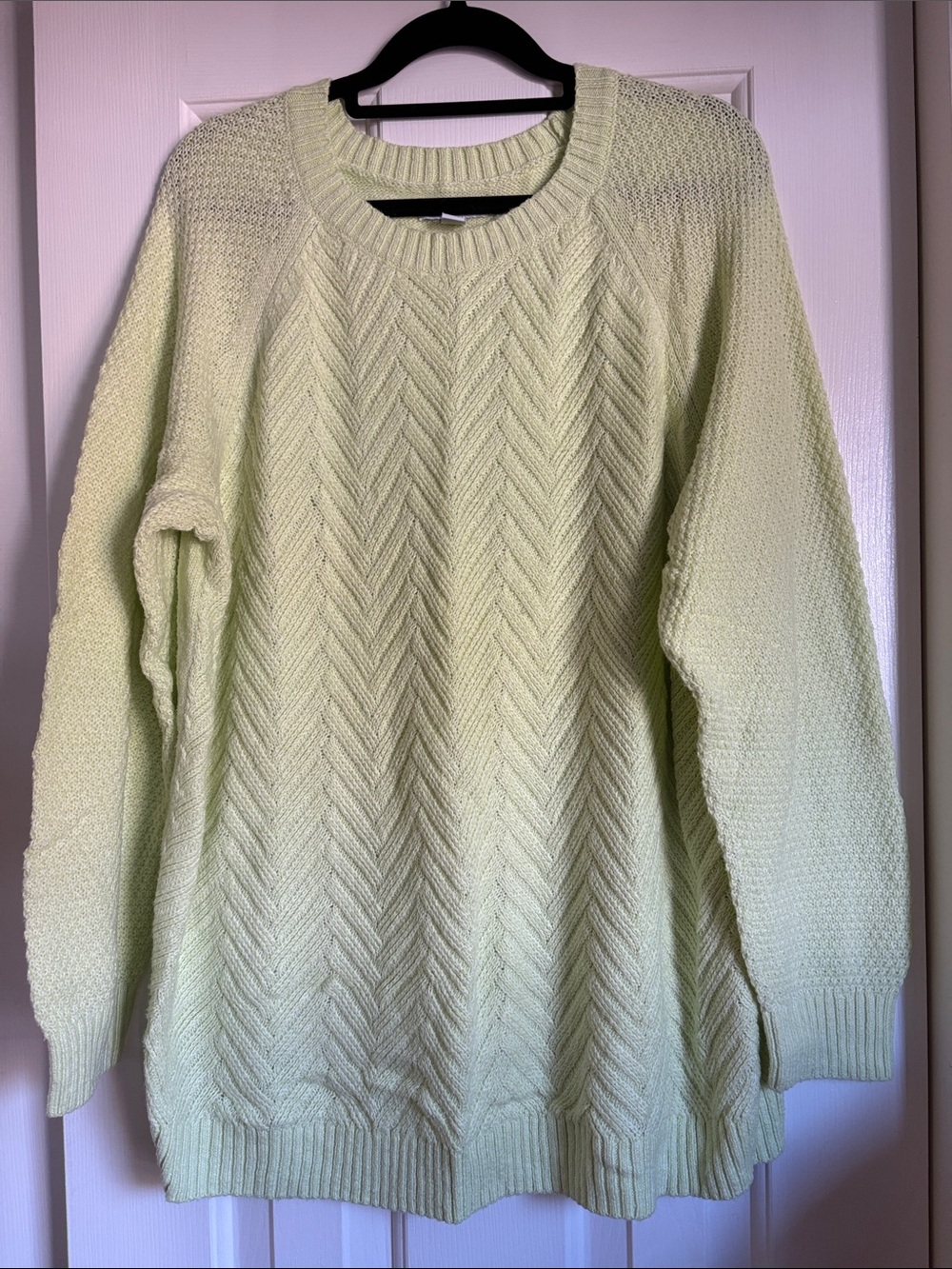 Sonoma Pale Lime Cable Crewneck Sweater